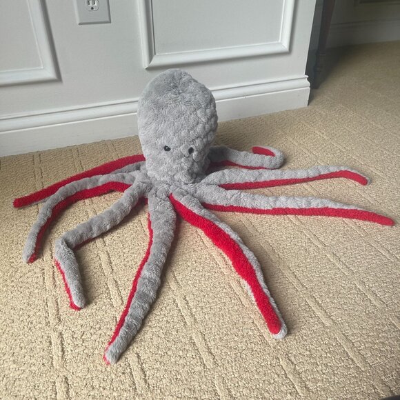 Dan Dee Large 27" Gray Red Octopus Squid Plush Stuffed Animal Collector's Choice - Picture 2 of 6